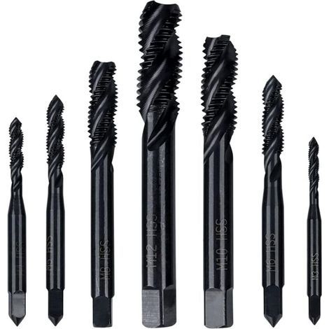 Jeu de 7 Tarauds Hélicoïdaux HSS Assortiment de Tarauds M3 à M12 pour Filetage Métal, Plastique et Bois (1/4)
