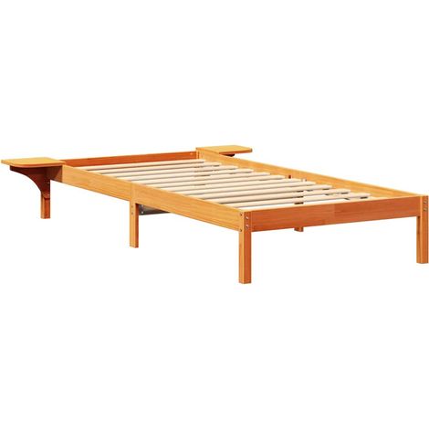 Lit simple,Lit adulte,Cadre de lit avec tables de chevet Marron 90 x 190 cm CFW9651758 (1/5)