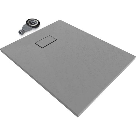 i-flair graue SMC Duschwanne – 26 mm flach inkl. Ablaufgarnitur mit Deckel 100x70 cm (1/5)