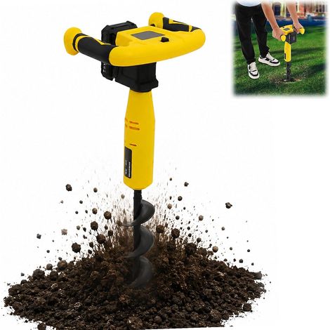 HAUTOUR Tarière professionnelle sans fil avec embout de perçage de 80 mm 350 W - Tarière électrique portable - Mise à niveau 550 tr/min - Pour sol argileux, sol sableux (1/5)