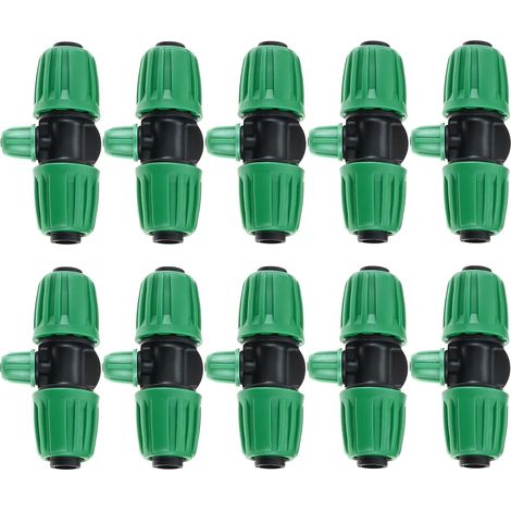 Lot de 10 raccords d'irrigation goutte à goutte à connexion rapide de 1,27 cm à 6,35 mm (diamètre intérieur x diamètre extérieur), connecteur 3 voies en T, tube d'irrigation anti-chute pour (1/5)