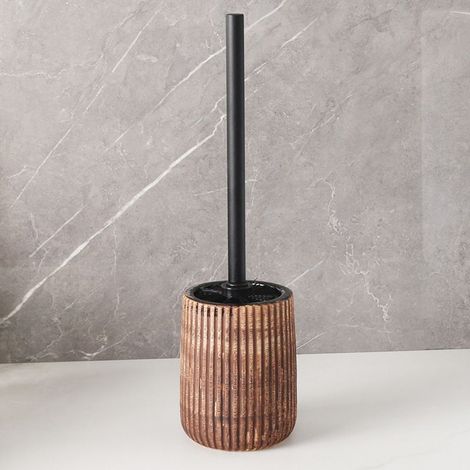 Brosse de toilette à long manche avec base de rangement amovible en céramique (couleur claire) (1/4)