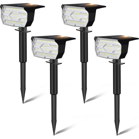 LED Solar Lights Outdoor, IP65 Waterproof Solar Floodlights Outdoor, 3 Lighting Modes Outdoor Solar Spotlight for Garden Yard Driveway Path-4 Piece (1/5)