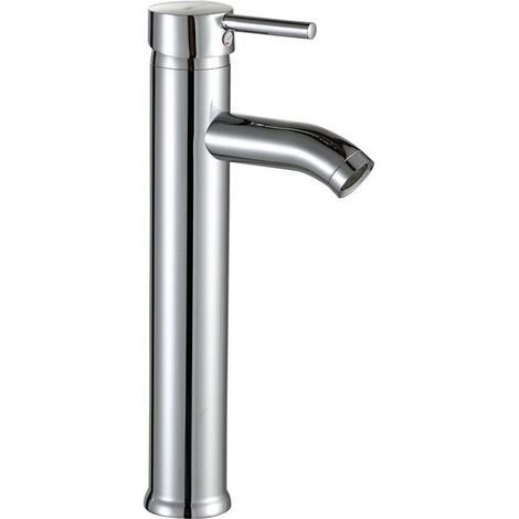 Robinet lavabo haut salle de bain acier inoxydable levier unique eau chaude et froide avec 2 tuyaux inclus robinet mitigeur haut pour vasque robinet haut lave main mitigeur lavabo haut (1/4)
