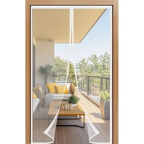 zanzariera magnetica bianca, chiusura automatica, non necessita di foratura, ideale per balconi e camere da letto. (1/5)