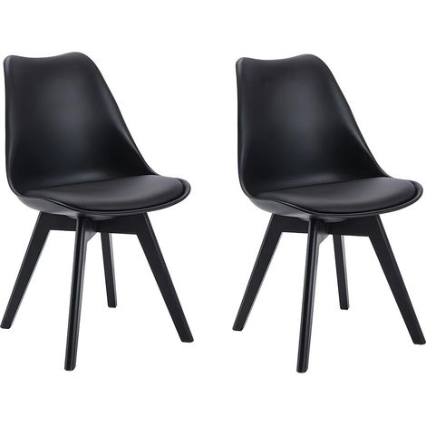 Vente-Unique – Lot de 2 chaises JODY – Polypropylène noir avec pieds en hêtre – Confort d'assise mousse – Dimensions 49x57x82cm (1/3)