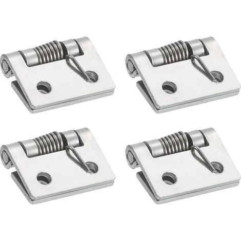 4Pcs Charnière à Ressort, Longueur de 1" Charnières à Ressort en Acier Inoxydable 304, Charnières Auto-Fermantes pour Portes de Gauche et de Droite Armoire, Argenté (Extérieur) (1/5)