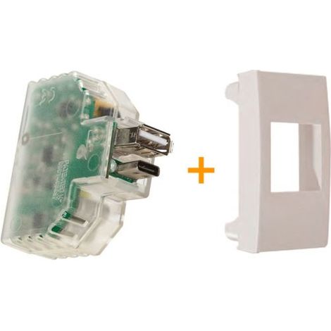 Fanton caricatore caricatutto USB A+C compatibile ABB Mylos Bianco - 82893