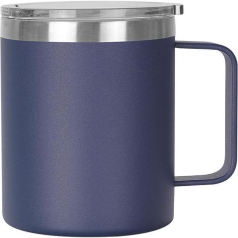 Doppelwand Isolierbecher Edelstahl marineblau, warm kalt für Kaffee Reise mit ergonomischem Griff (1/5)