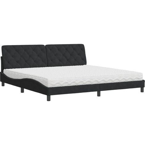 Maison Exclusive - Bett mit Matratze Schwarz 200x200 cm Samt