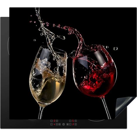 Induction Hob Protector Red Wine - White Wine - Glass - Black 60x52 cm