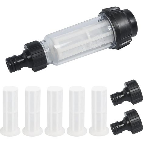 Wasserfilter Set für Gartenschlauch, 3/4 Zoll Anschluss, 5 Filtereinsätze, 2 Schnelladapter, für Hochdruckreiniger und Gartenpumpe (1/5)