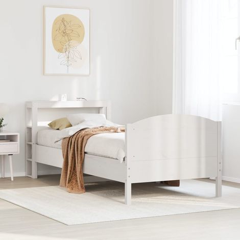 Massivholzbett ohne Matratze Weiß 75x190 cm Kiefernholz (1/5)