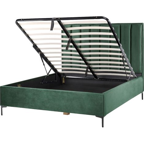 Ottoman Bed Velvet SEZANNE 160 x 200 cm (EU King Size) Dark Green