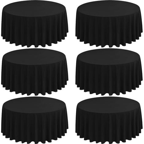 Runde Tischdecke 177 cm Schwarz, 6er-Set, Polyester, pflegeleicht
