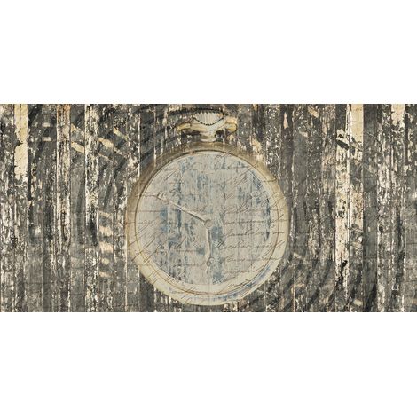 Papier peint panoramique motif montre à gousset | Tapisserie panoramique imitation bois | Papiers peints panoramiques vintages - 250 x 500 cm (5 pièces) (1/2)