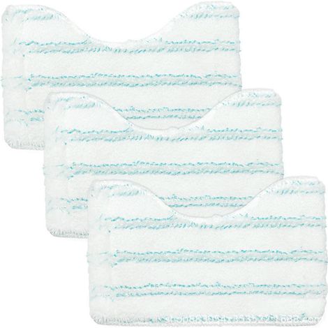 Lot de 3 lingettes nettoyantes pour vitres en microfibre blanc & vert (20×13cm), coussinets de rechange compatibles avec balais Leifheit (1/5)