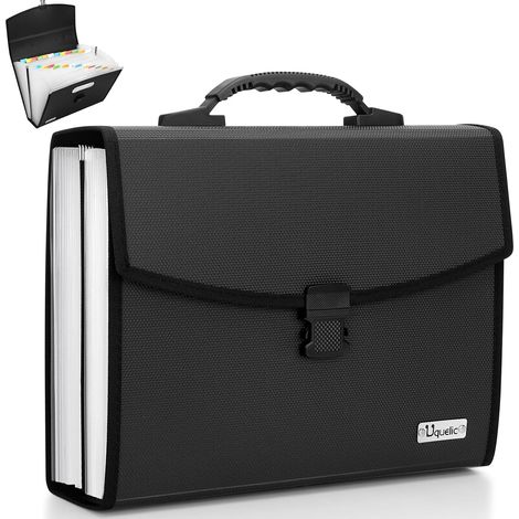 Uquelic Organiseur A4 26 Poches Poignée Grand Extensible Classeur Accordéon PP Bureau