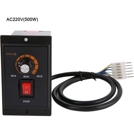 Contrôleur de vitesse de moteur AC, contrôleur monophasé 220V 50/60Hz, contrôleur électrique industriel et scientifique de 500W, avec interrupteur (KIMISSrv73b6dx25-03). (1/5)