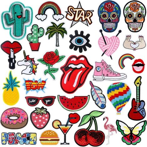 Écussons thermocollants Stk Patch Stickers, écussons mignons à faire soi-même pour vêtements, t-shirts, jeans, sacs (Rouge-32) (1/5)