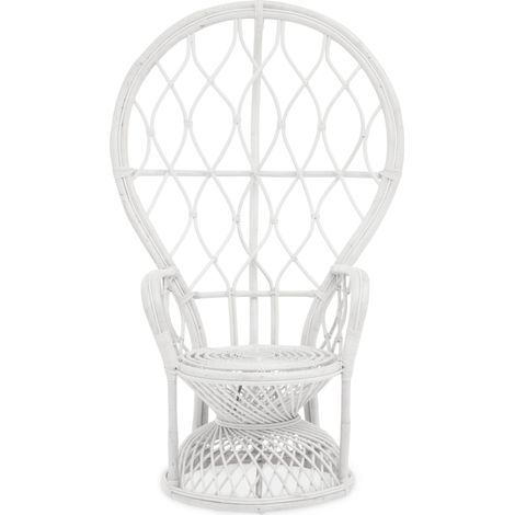 Interiors by Premier Grey and White High Back Rattan Peakcock Chair, Rattan Arm Chair, Rattan Patio Chair for Home, Garden (1/5)