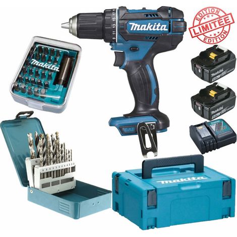 Perceuse visseuse Makita 18V 62Nm DDF482 + 2 batt 5 Ah + 30 embouts de vissage + 18 forets D-46202 Edition Limitée (1/3)