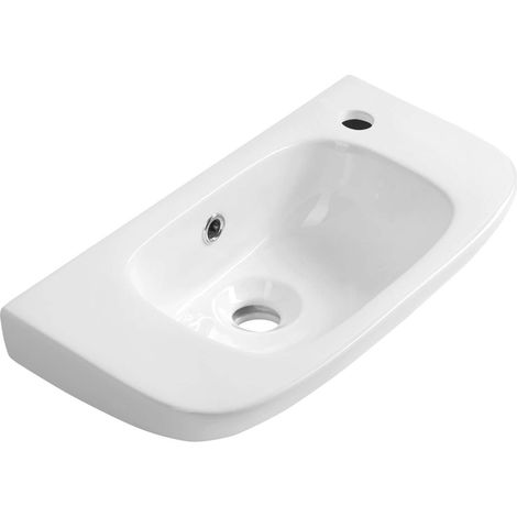 Aqualine Kia - Lavamani 49x25 cm, con troppopieno, foro per rubinetto, bianco NP405 (1/5)