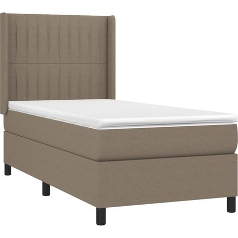 Sommier à lattes de lit avec matelas Taupe 90x190 cm Tissu vidaXL (1/5)
