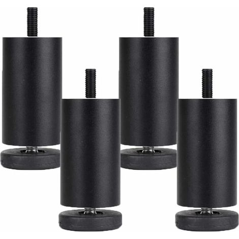 Lot de 4 Pieds Réglables pour Armoires Pieds de Tables Réglables Pieds de Meubles Remplacements pour Sofa Lit Chaise Noir - 8cm