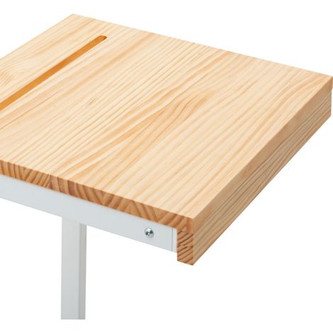 Mesita Ordenador Sofá Industrial 36x40x63cm Blanca en madera maciza de pino acabado natural estilo nórdico industrial Box Furniture