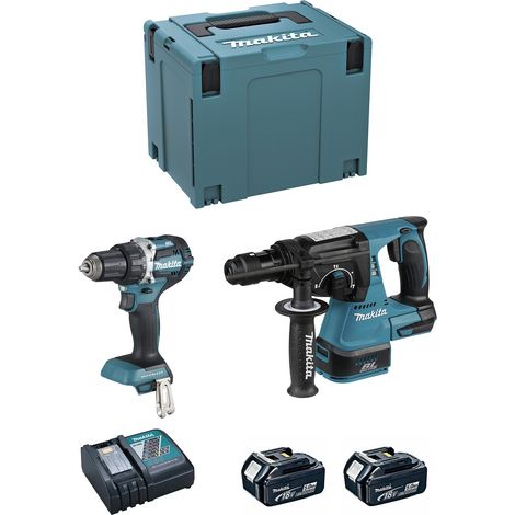 MAKITA Kit DLX2191TJ (DDF484 + DHR243 + 2 x 5,0 Ah + DC18RC + MAKPAC 4) (1/5)