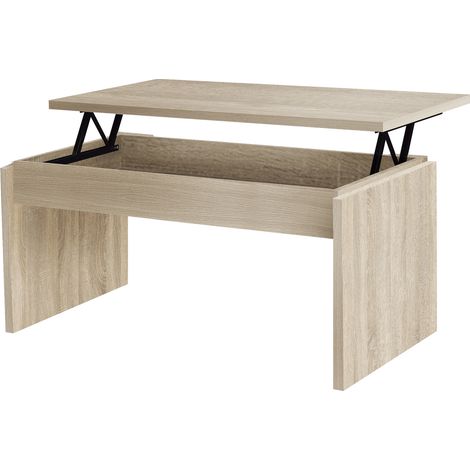 Table basse relevable coloris Chêne Cambrian - longueur 105 x profondeur 55 x hauteur 51/63 cm -PEGANE-