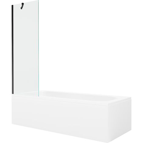 Mexen Vega bañera rectangular 160 x 70 cm con panel y pantalla 1-ala 60 cm, transparente, negro - 550116070X9506000070 (1/5)