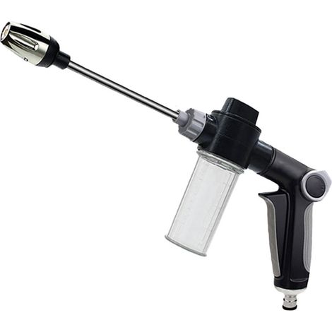 Lance d'arrosage haute pression avec long manche, pistolet à eau pour lavage auto et jardin, buse mousse H9 réglable, 1631, noir (1/5)
