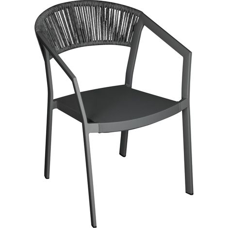 Sedia Moderna da Esterno per Tavolo da Pranzo in Alluminio e Textilene, Antracite