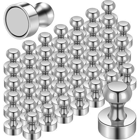Lot de 45 petits aimants puissants en néodyme pour réfrigérateur, tableau blanc, maison et cuisine Argenté 12 x 16 mm (1/5)
