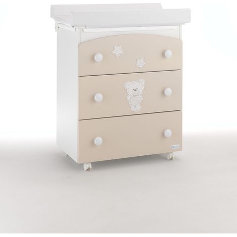 Bagnetto-fasciatoio Contact Art Azzurra Design Havana fasciatoio per neonati bambini legno cassetti ruote cambio pannolino bagnetto (1/2)