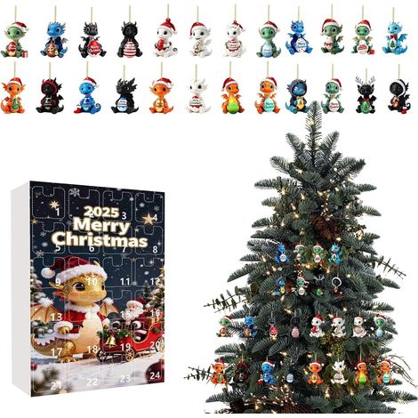 Calendrier De L Avent Dragon 24 Jours 2D Acrylique Mignon Accessoires De Calendrier De Décorations De Noël Pour Fêtes Anniversaire Fête Bureaux Maison Pièce Porte Fenêtre École Dortoir (1/5)