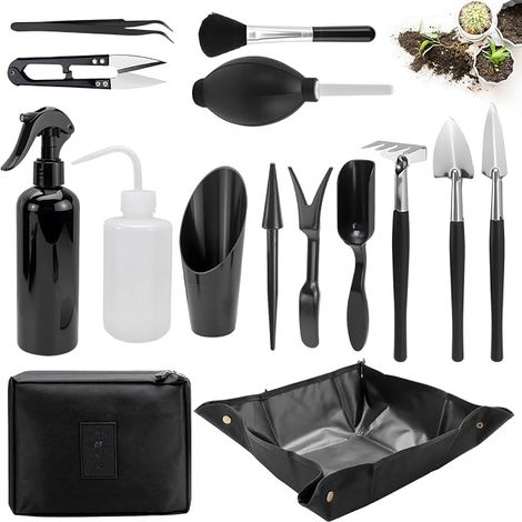 Lot de 16 outils de jardinage pour plantes d'intérieur, bonsaï et plantes grasses, pour la maison, le bureau, le balcon (1/5)