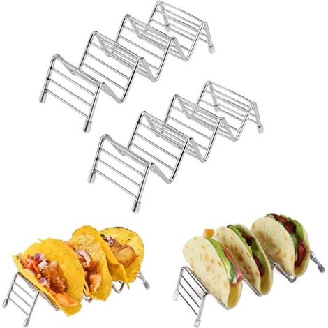 piezas, Pinzas para tacos, Pinzas para tacos de acero inoxidable, Soporte para tacos, Para tacos, Plateado, perritos calientes, sándwiches, pan (1/5)