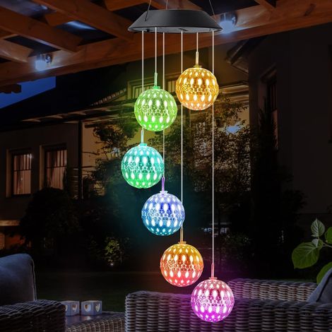 Solar-Windspiel – 1 Stück – ABS und Metall – Mehrfarbige LED-Beleuchtung – Garten- und Terrassendekoration – IP55 wasserdicht (1/5)