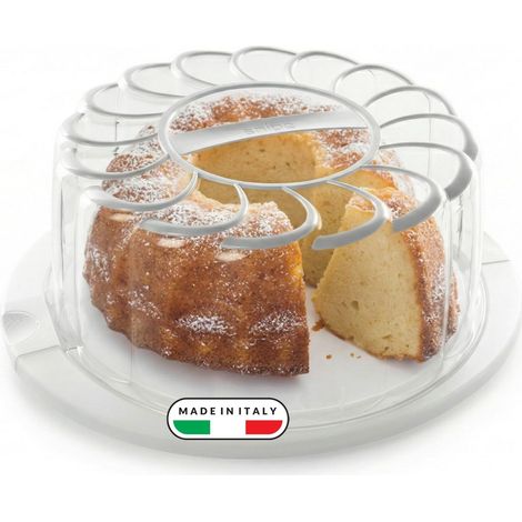 Boite a Gateau, avec poignée, plateau décoratif avec napperon, porte-gâteaux diamètre 28 cm x hauteur 11 cm, 2 fermetures de sécurité (1/5)