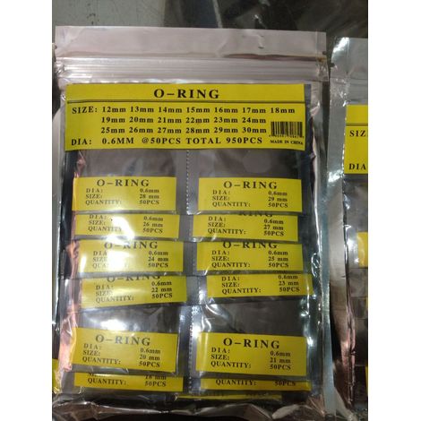 Lot de 950 joints toriques universels en caoutchouc de 12 à 30 mm pour couvercle de montre (0,6 mm)