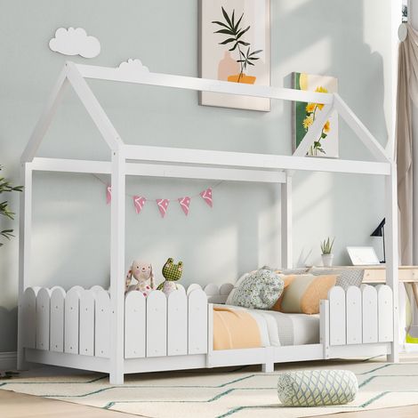Bett Hausbett 90x200 mit Rausfallschutz Holz OKMYHOME (1/5)
