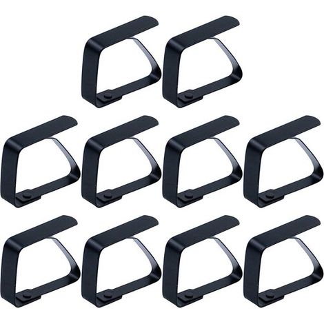 Pinzas para manteles, 10 unidades, Acero inoxidable, Sujeta el mantel, Mesas de picnic, Mantén el mantel en su lugar, 5 x 4 cm, Negro (1/5)