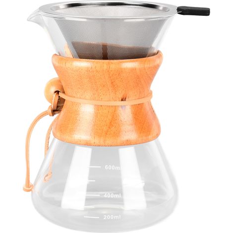 600-ml-Glaskessel für Kaffee – Edelstahlfilter für die Aufgussmethode, schlichtes und hitzebeständiges Design, ideal für Kaffeeliebhaber (1/5)