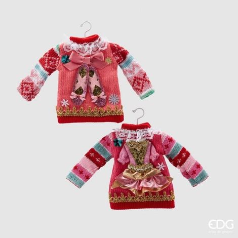 EDG Enzo De Gasperi Decorazione di Natale Maglione Ballerina H 15 Cm Ass. Pink 1 Pz