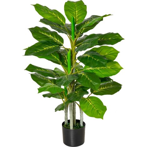 Pianta Artificiale H95 cm 33 Foglie con Vaso Verde (1/5)