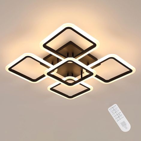 COMELY Plafonnier LED Dimmable, 57W Lampe de Plafond Carré avec Télécommande 3000-6500K, Luminaire Plafonnier Moderne Noir pour Salon, Chambre, Salle à Manger (1/5)