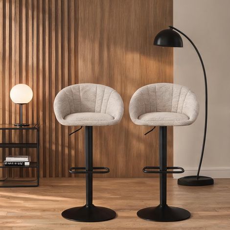 Tabouret de bar beige en polyester 53,5 x 46 x 103 cm (1/5)